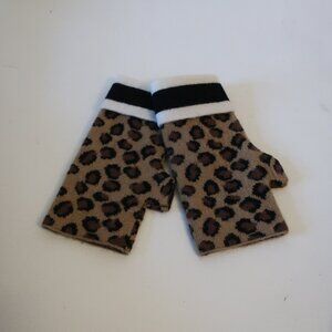New W/Tags Womens Tina Demel Black, Brown Leopard Fingerless Gloves